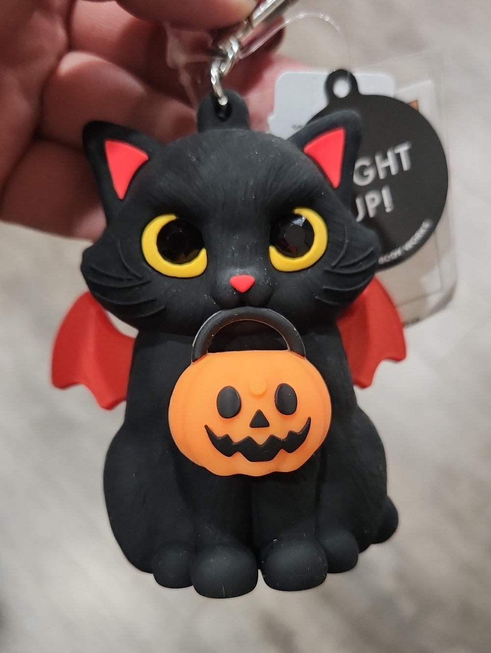 Halloween Cat Keychain/sanitizer Holder  Light Up  Pumpkin